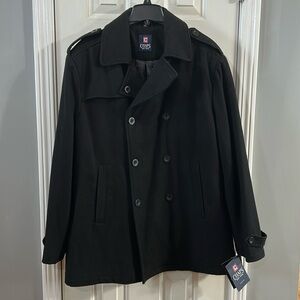NWT Chaps Men’s Wool Peacoat. Sz XL.  Black